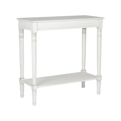 Narrow white wooden console table with shelf – slim 80cm pine hallway console table with turned legs & lower storage 80x80x36cm | Click Style