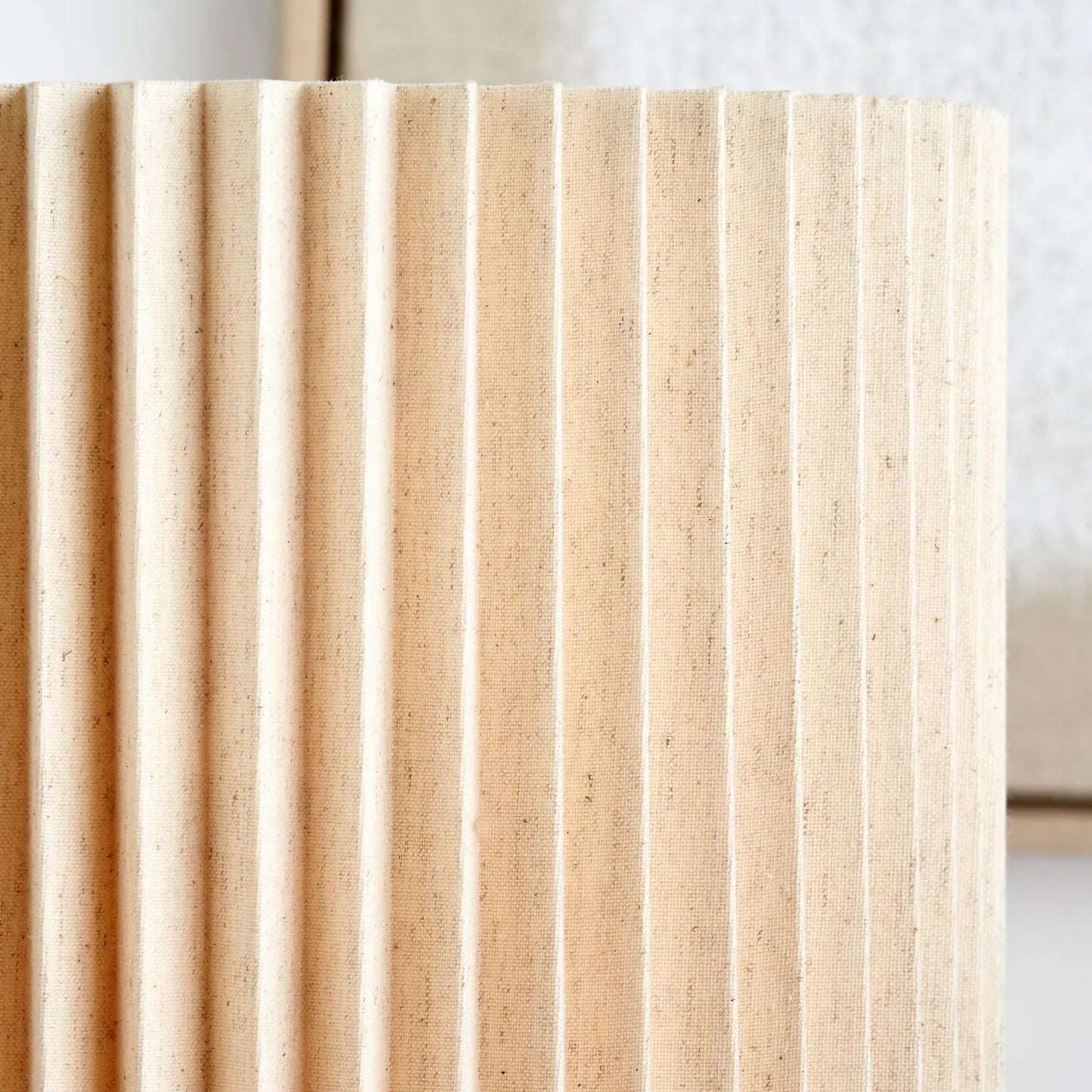 Natural Beige Pleated Linen Drum Lampshade with Tall Cylinder Shape – Textured Neutral Light Shade for Ceiling Table & Floor Lamps 35cm/14in - Click Style