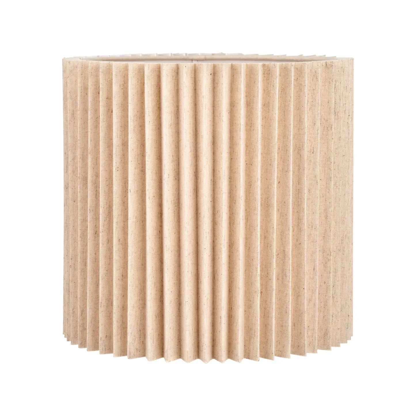 Natural Beige Pleated Linen Drum Lampshade with Tall Cylinder Shape – Textured Neutral Light Shade for Ceiling Table & Floor Lamps 35cm/14in - Click Style