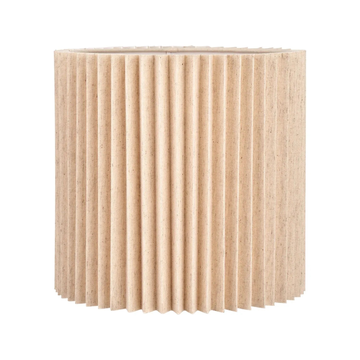 Natural Beige Pleated Linen Drum Lampshade with Tall Cylinder Shape – Textured Neutral Light Shade for Ceiling Table & Floor Lamps 35cm/14in - Click Style