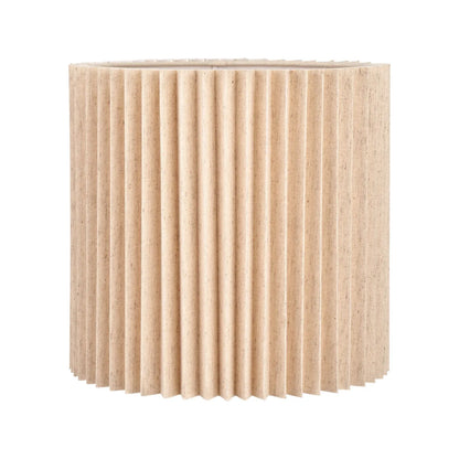 Natural Beige Pleated Linen Drum Lampshade with Tall Cylinder Shape – Textured Neutral Light Shade for Ceiling Table & Floor Lamps 35cm/14in - Click Style