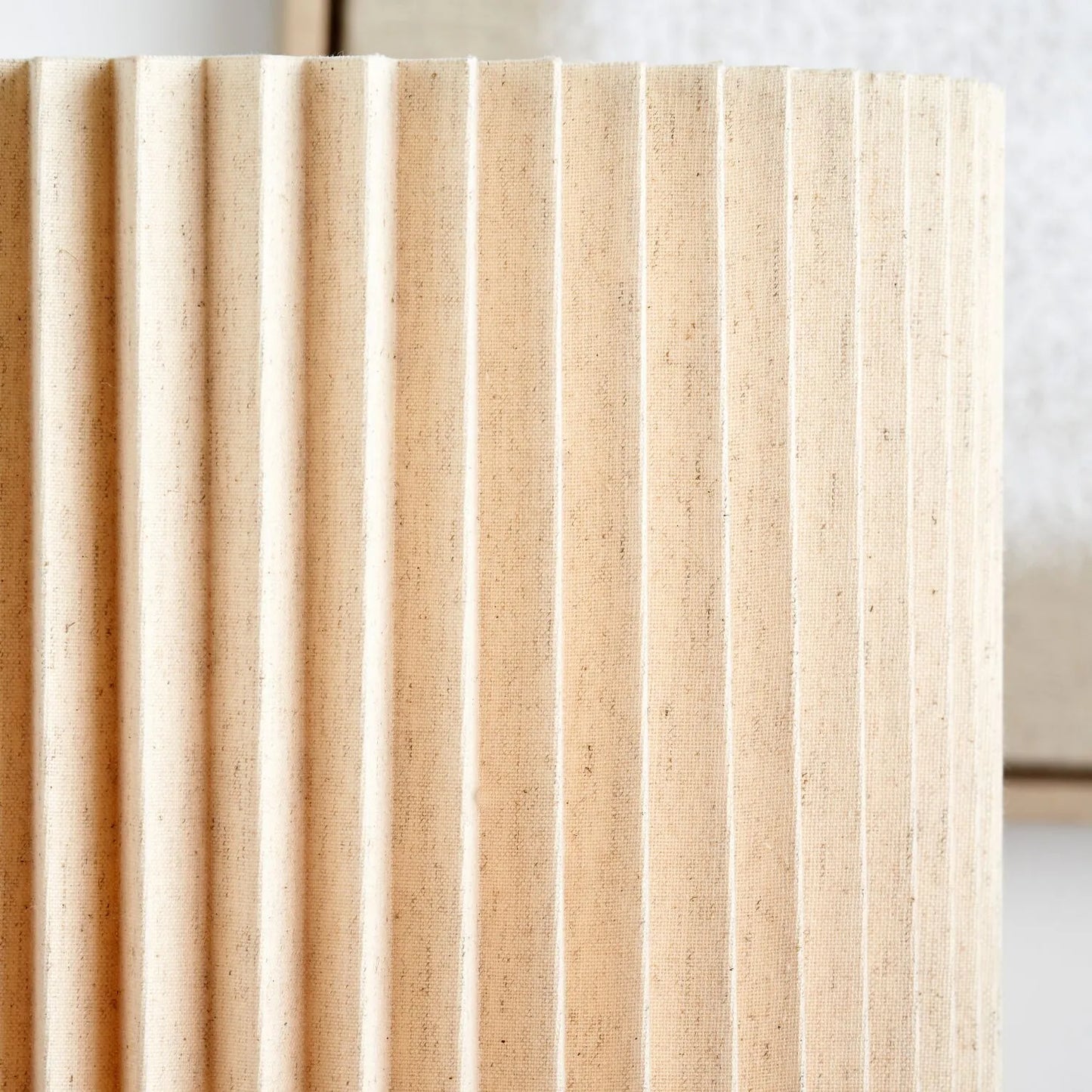 Natural Beige Pleated Linen Drum Lampshade with Tall Cylinder Shape – Textured Neutral Light Shade for Ceiling Table & Floor Lamps 30cm/12in - Click Style