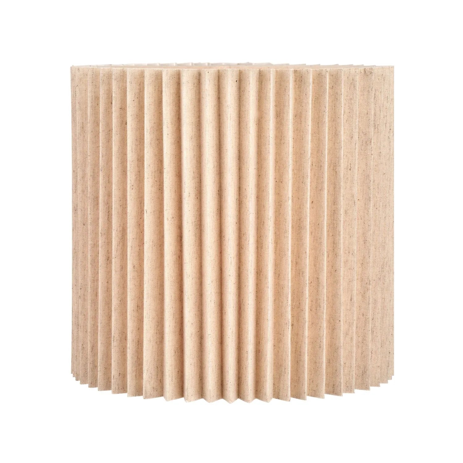 Natural Beige Pleated Linen Drum Lampshade with Tall Cylinder Shape – Textured Neutral Light Shade for Ceiling Table & Floor Lamps 35cm/14in - Click Style