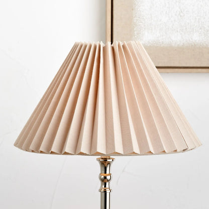 Natural Beige Pleated Linen Tapered Lampshade with Classic Cone Shape – Textured Neutral Light Shade for Ceiling Table & Floor Lamps 45cm/18in - Click Style