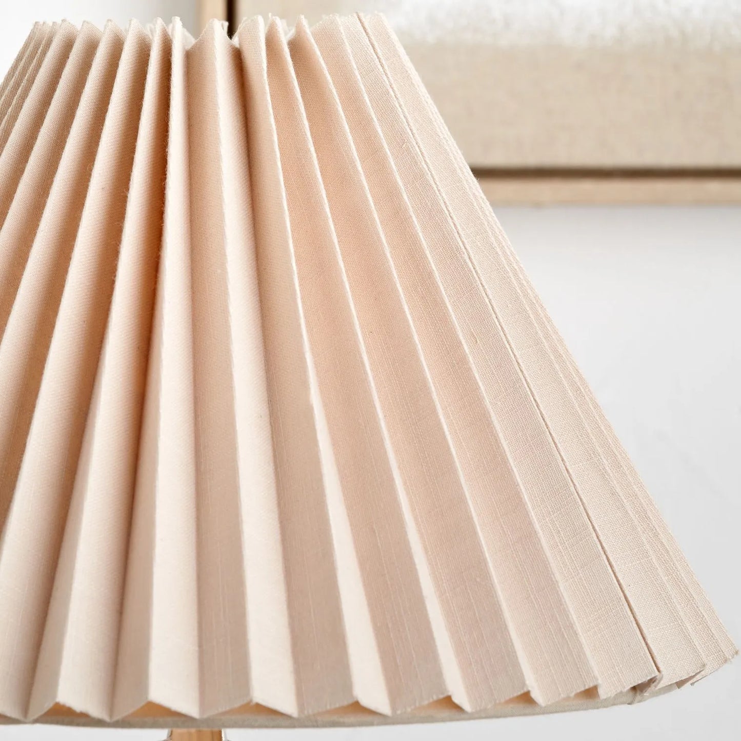 Natural Beige Pleated Linen Tapered Lampshade with Classic Cone Shape – Textured Neutral Light Shade for Ceiling Table & Floor Lamps 35cm/14in - Click Style