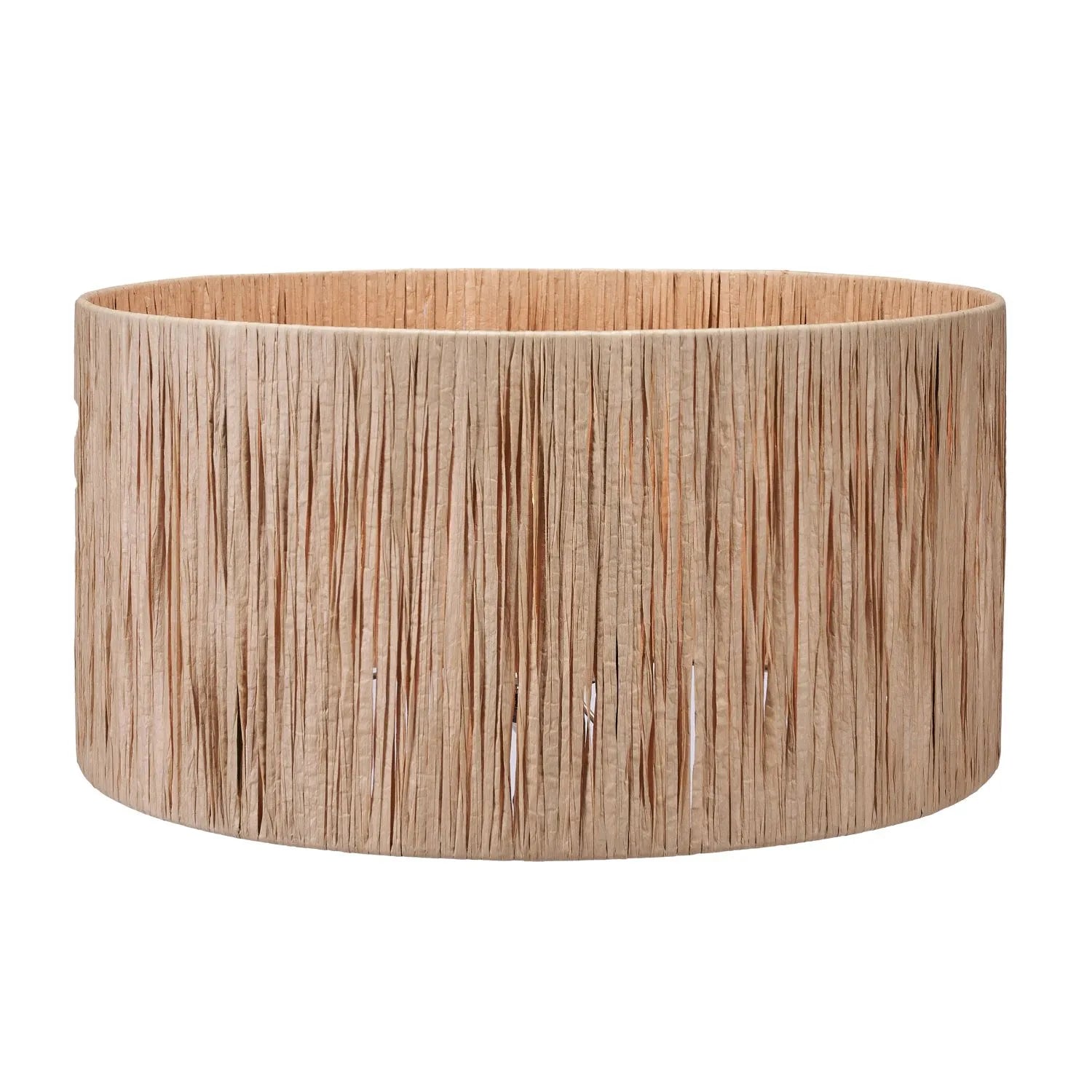 Natural Beige Raffia Drum Lampshade with Wrapped Textured Finish – Neutral Light Shade for Ceiling Table & Floor Lamps 40cm/16in - Click Style