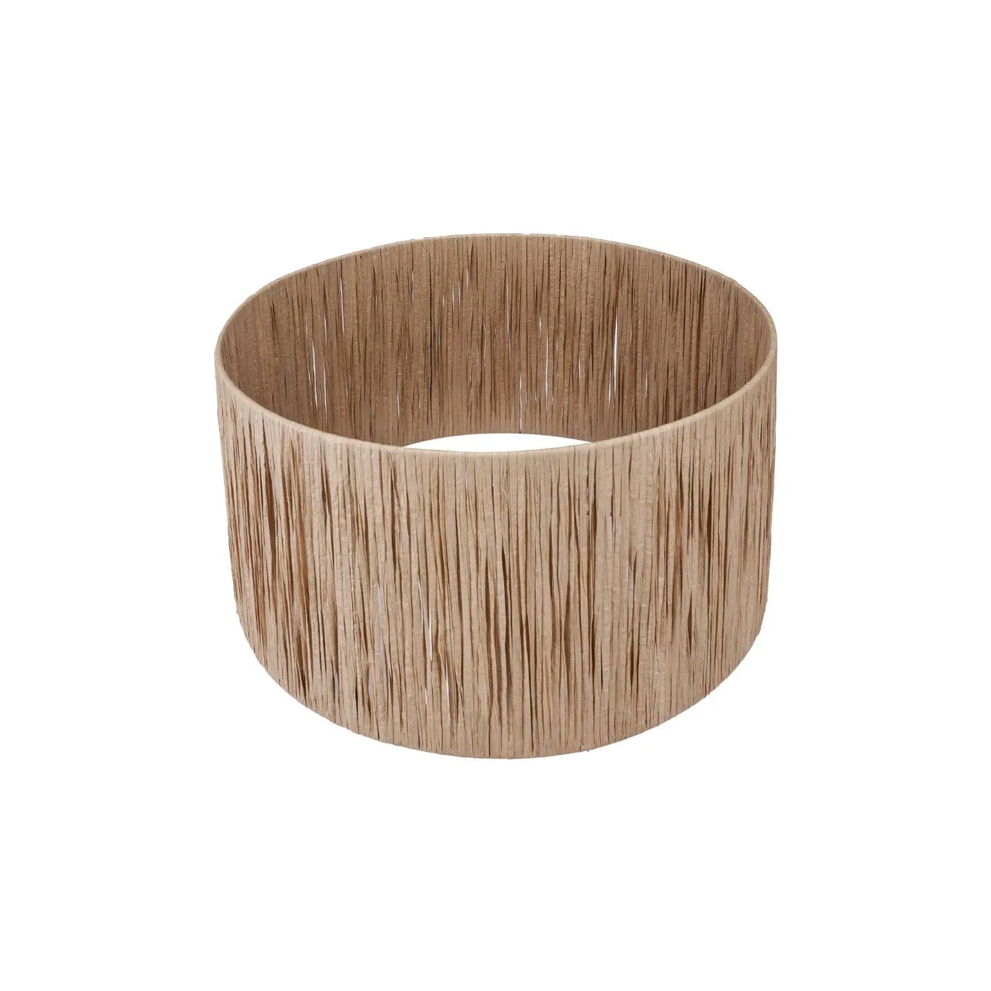 Natural Beige Raffia Drum Lampshade with Wrapped Textured Finish – Neutral Light Shade for Ceiling Table & Floor Lamps 35cm/14in - Click Style