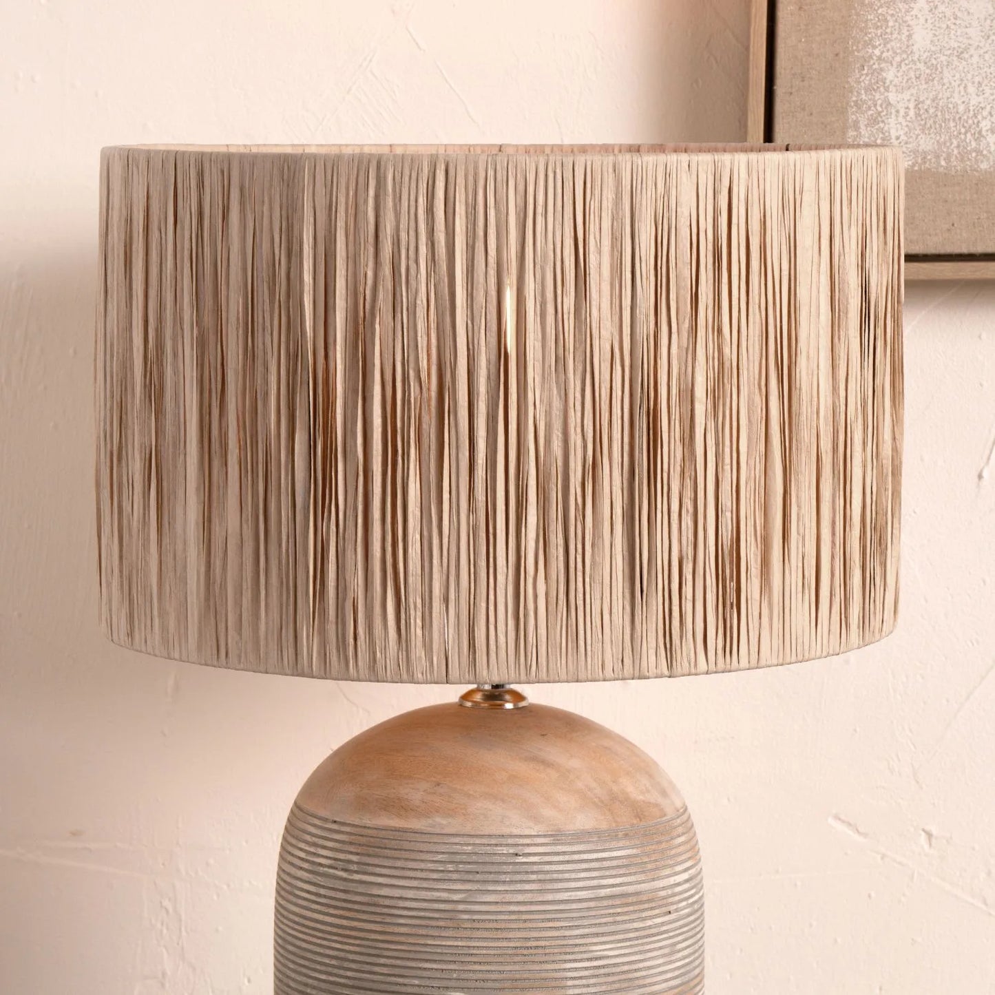 Natural Beige Raffia Drum Lampshade with Wrapped Textured Finish – Neutral Light Shade for Ceiling Table & Floor Lamps 45cm/18in - Click Style