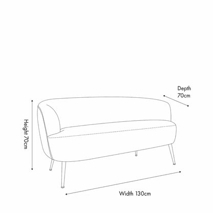 Natural Chenille 2-Seater Sofa with Black Metal Legs – Neutral Beige Modern Upholstered Settee Dimensions 130x70cm - Click Style