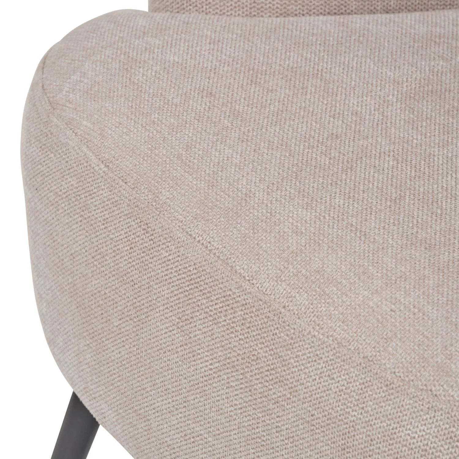 Natural Chenille Armchair with Black Metal Legs – Neutral Beige Modern Upholstered Tub Chair 69x70x70cm - Click Style