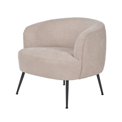 Natural Chenille Armchair with Black Metal Legs – Neutral Beige Modern Upholstered Tub Chair 69x70x70cm - Click Style