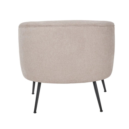 Natural Chenille Armchair with Black Metal Legs – Neutral Beige Modern Upholstered Tub Chair 69x70x70cm - Click Style