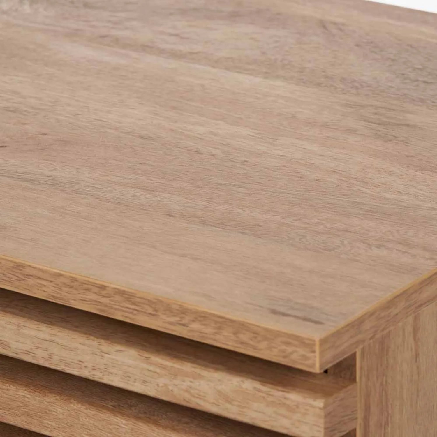Natural Eucalyptus Wooden 1 Drawer Side Table with Slatted Front – Slim Scandinavian Bedside Cabinet with Tapered Legs 51x40x39cm | Click Style