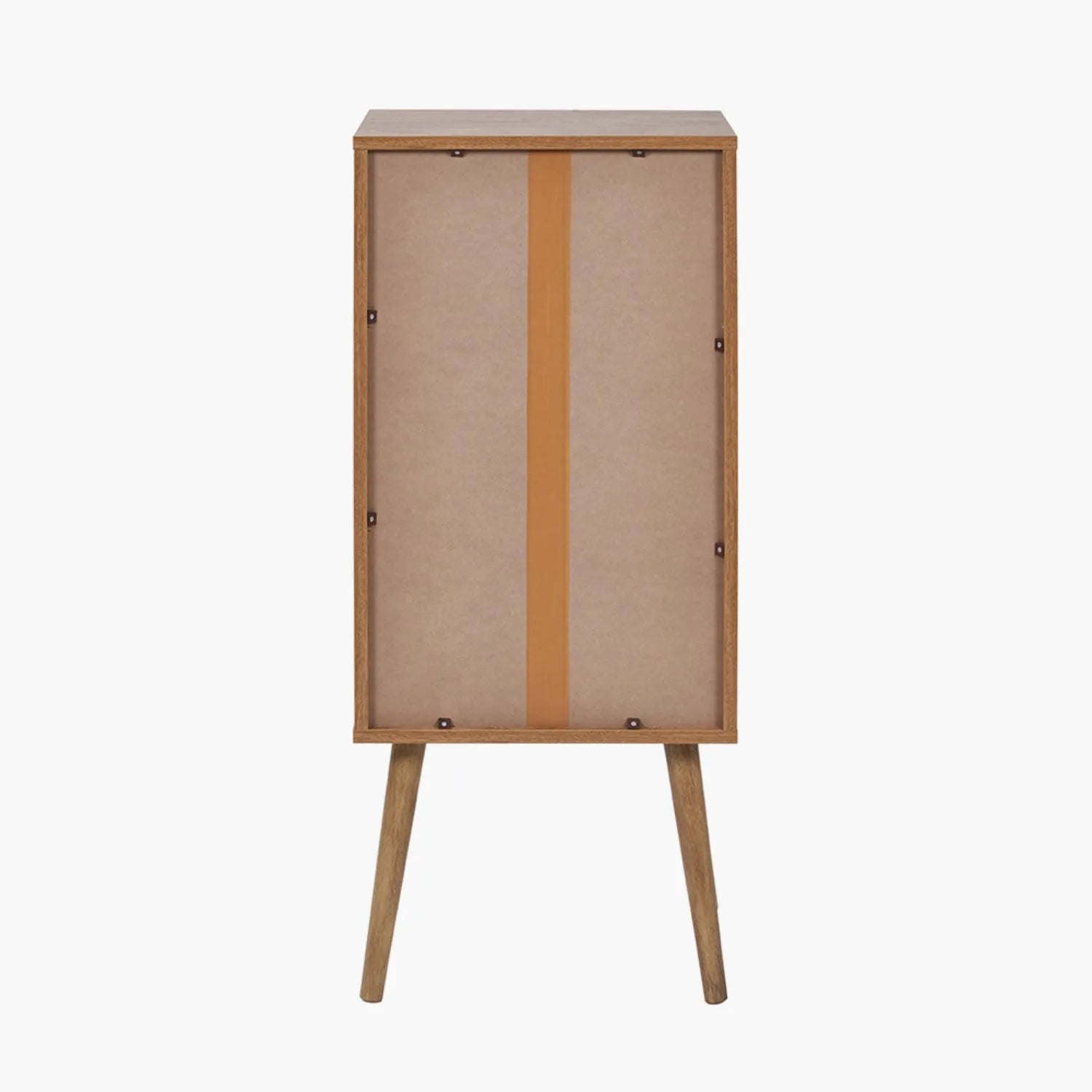 Natural Eucalyptus Wooden 3 Drawer Tall Chest of Drawers with Slatted Fronts – Slim Scandinavian Narrow Tallboy Storage Unit with Tapered Legs Back 98x43x33cm in Natural Wood Finish | Click Style