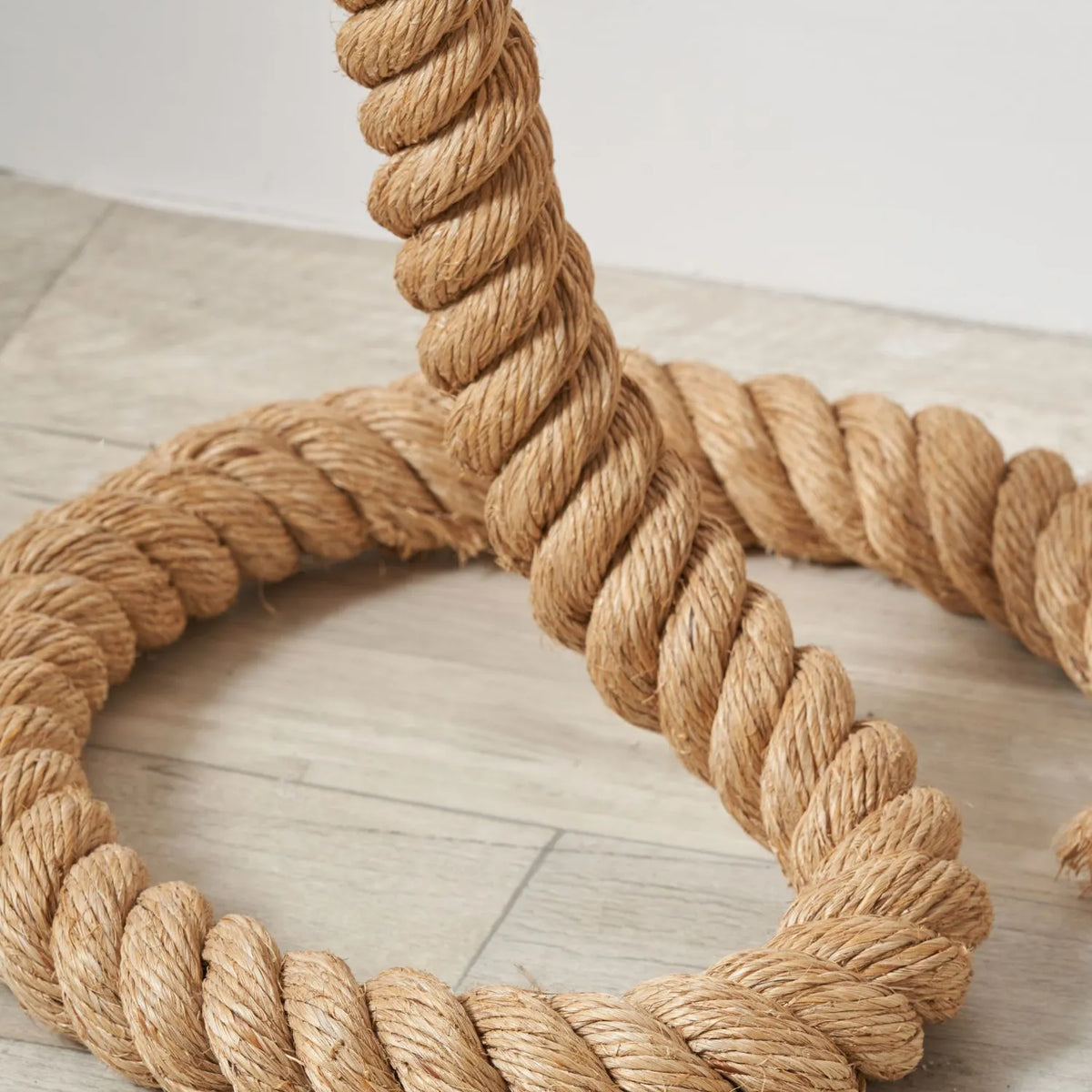 Slub Rope Natural Knotted Rope Floor Lamp with White Cotton Slub Tapered Shade ...