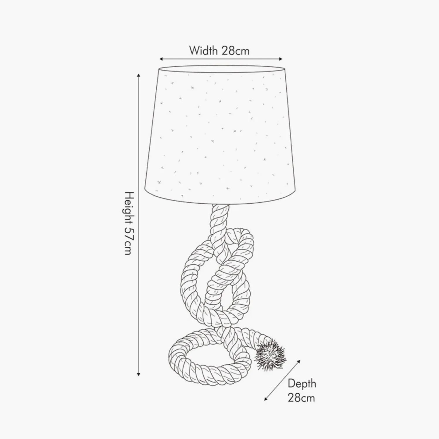 Natural Knotted Rope Table Lamp with White Cotton Slub Tapered Shade Dimensions – Coastal Lighting for Home Decor 59x28cm - Click Style