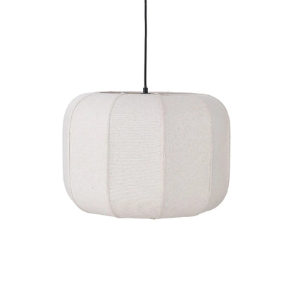 Large Natural Linen Rounded Squat Pendant Ceiling Light with Black Fabric Cable – Adjustable & Dimmable Cream & Black Modern Hanging Lamp 120x51x51cm | Click Style