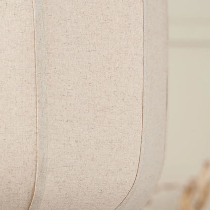 Large Natural Linen Rounded Squat Pendant Ceiling Light with Black Fabric Cable – Adjustable & Dimmable Cream & Black Modern Hanging Lamp 120x51x51cm | Click Style