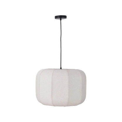 Large Natural Linen Rounded Squat Pendant Ceiling Light with Black Fabric Cable – Adjustable & Dimmable Cream & Black Modern Hanging Lamp 120x51x51cm | Click Style
