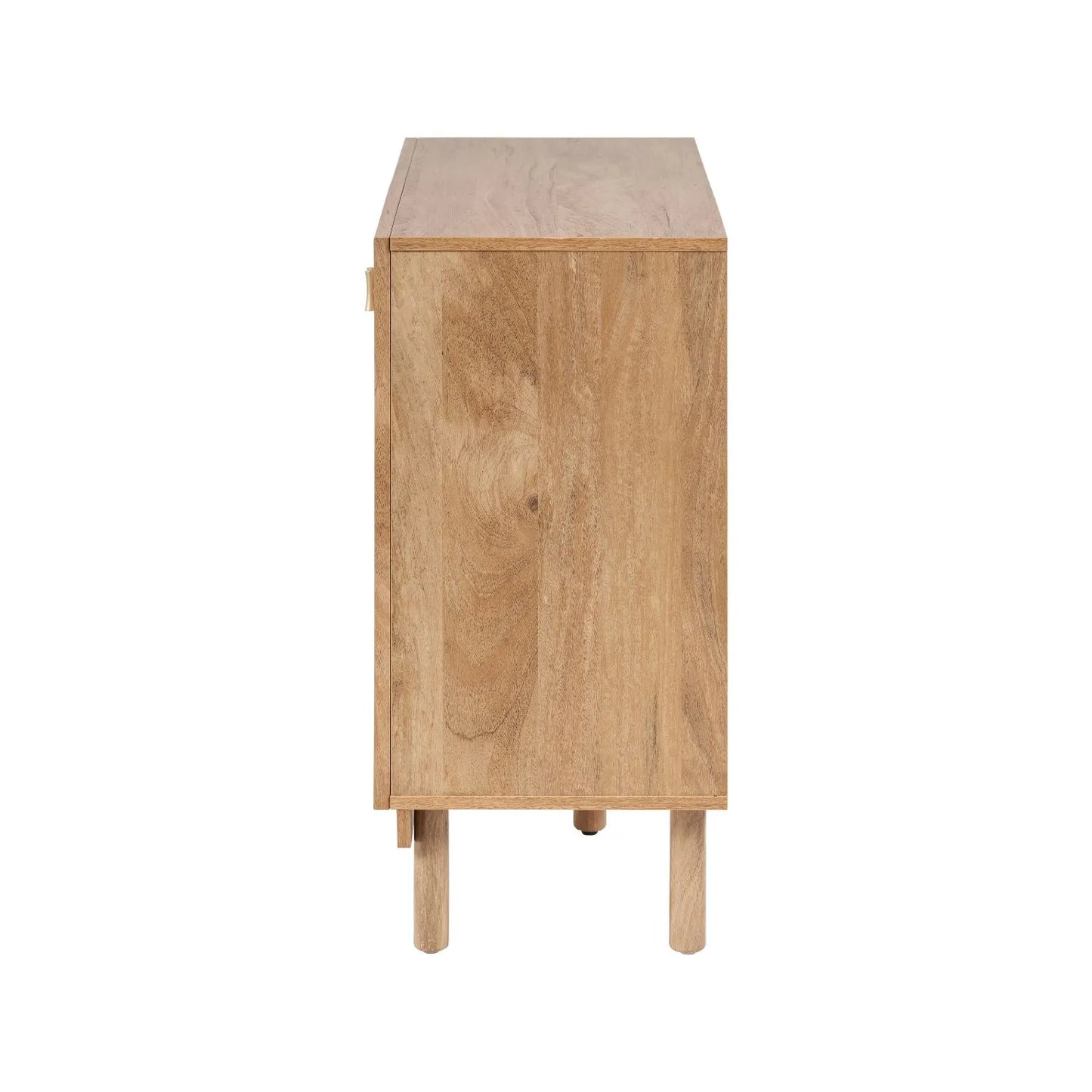 Natural Rattan 2 Door Storage Cabinet with Wood Veneer – Wooden Sideboard Cupboard with Internal Shelves & Raised Legs for Living Rooms & Hallways Side 80x107x39cm | Click Style