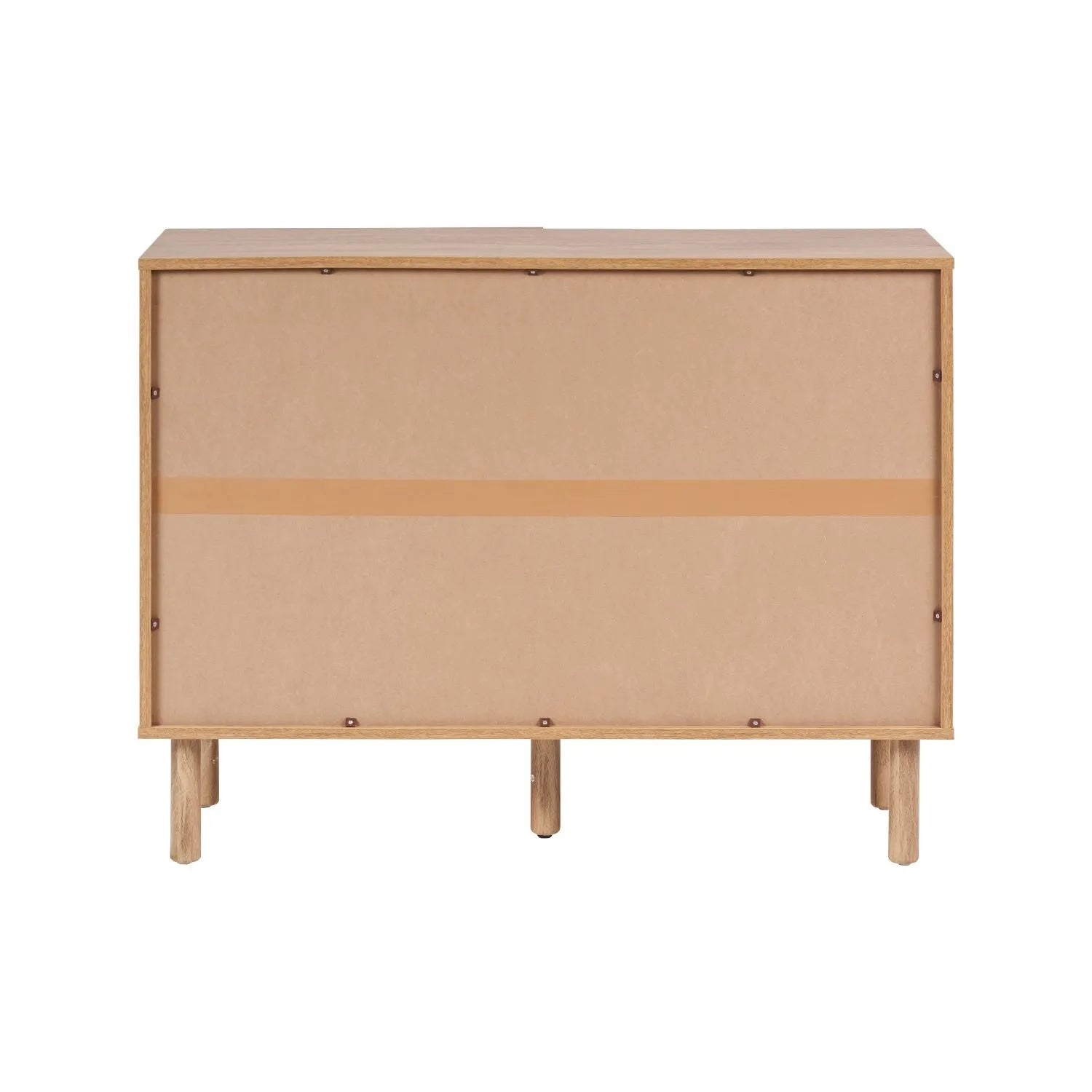 Natural Rattan 2 Door Storage Cabinet with Wood Veneer – Wooden Sideboard Cupboard with Internal Shelves & Raised Legs for Living Rooms & Hallways Back 80x107x39cm | Click Style
