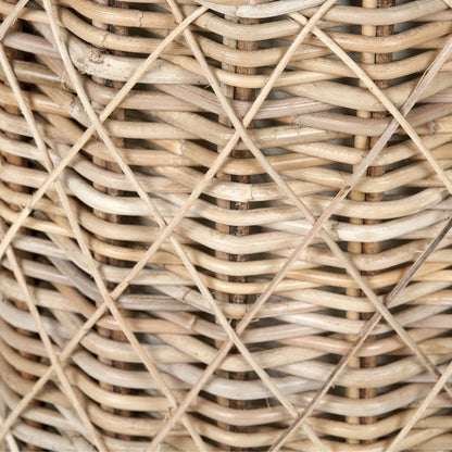 Natural Rattan Round Laundry Basket with Handled Lid & Linen Liner – Stylish Storage for Home Organisation 56x42x42cm - Click Style