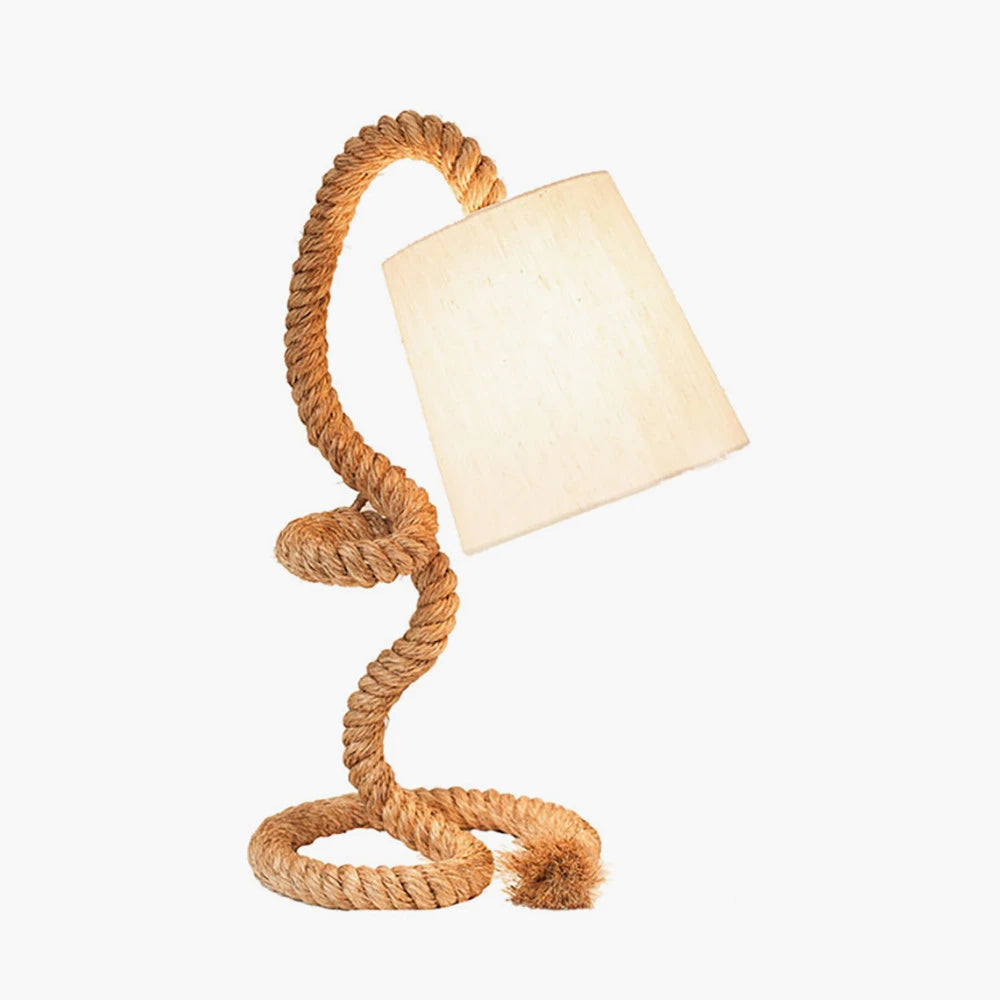 Cotton Rope Table Lamp Natural Rope Table Lamp with White Cotton Slub Tapered Shade – Coastal ...