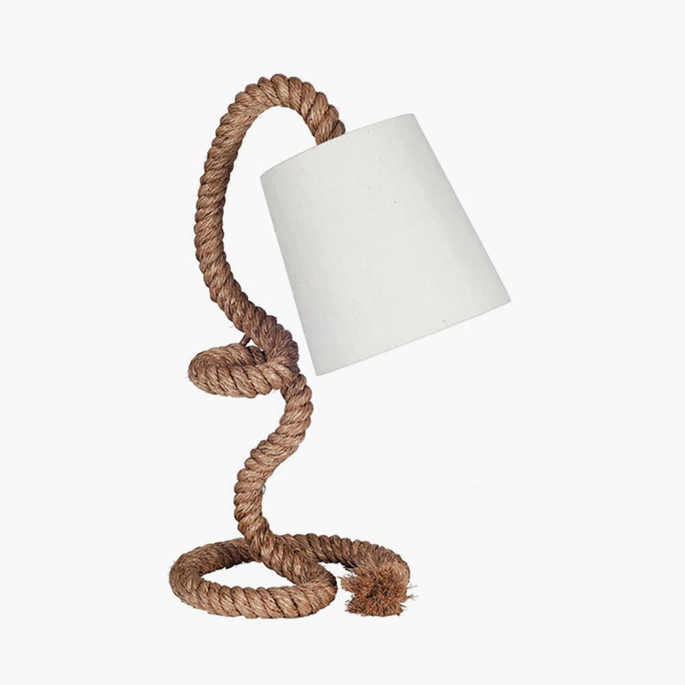 Cotton Rope Table Lamp Natural Rope Table Lamp with White Cotton Slub Tapered Shade – Coastal ...