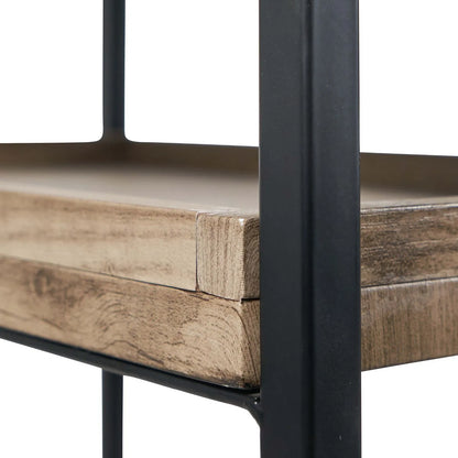 Natural wood effect veneer desk close-up of single storage shelf from alternative angle | Click Style