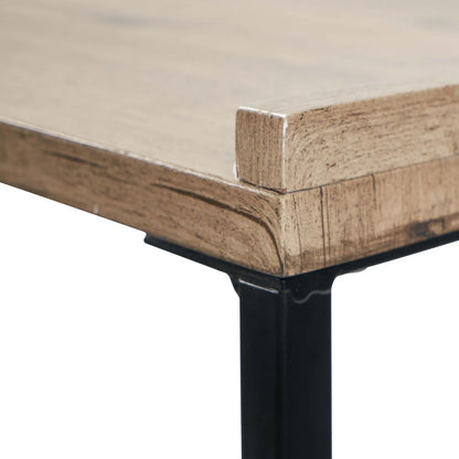 Natural wood effect veneer desk close-up of top right corner and wood grain detail | Click Style