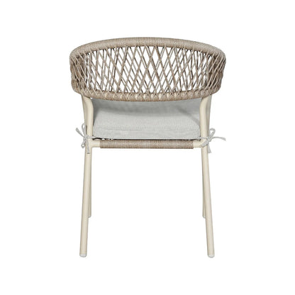 Natural & Light Beige 8 Seater Outdoor Garden Dining Set with Square Tie-On Cushions – Large Rectangular Thick-Top Acacia Wood Table & 8 Curved Back Rope Weave Dining Chairs, Light Beige Powder Coated Aluminium Frame, Light Linen Season-Proof Cushions with Secure Ties, Weather Resistant Luxury Garden Patio Furniture Set for Gardens, Patios, Decking & Terraces | Click Style