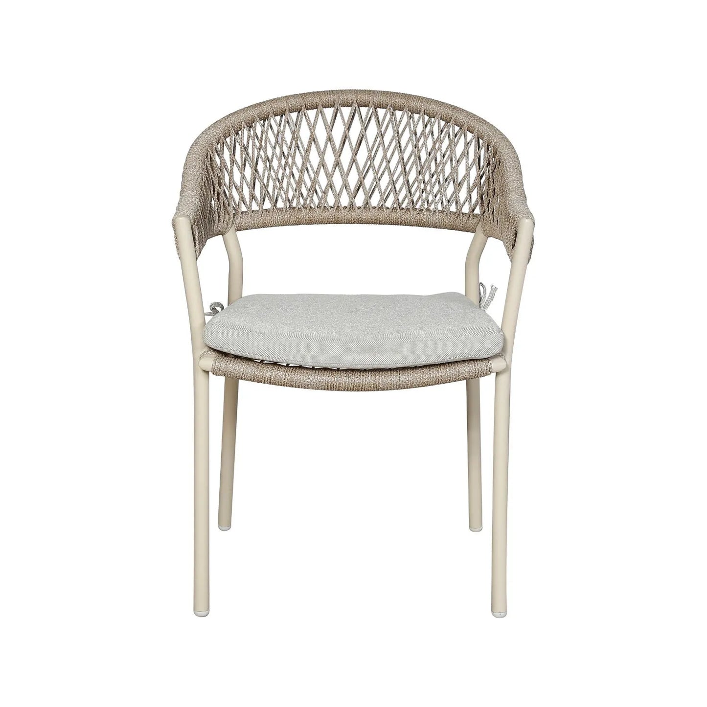 Natural & Light Beige 8 Seater Outdoor Garden Dining Set with Square Tie-On Cushions – Large Rectangular Thick-Top Acacia Wood Table & 8 Curved Back Rope Weave Dining Chairs, Light Beige Powder Coated Aluminium Frame, Light Linen Season-Proof Cushions with Secure Ties, Weather Resistant Luxury Garden Patio Furniture Set for Gardens, Patios, Decking & Terraces | Click Style