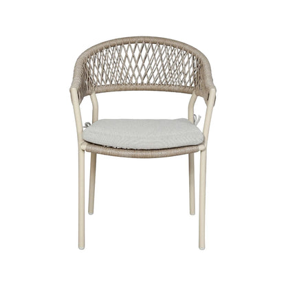 Natural & Light Beige 8 Seater Outdoor Garden Dining Set with Square Tie-On Cushions – Large Rectangular Thick-Top Acacia Wood Table & 8 Curved Back Rope Weave Dining Chairs, Light Beige Powder Coated Aluminium Frame, Light Linen Season-Proof Cushions with Secure Ties, Weather Resistant Luxury Garden Patio Furniture Set for Gardens, Patios, Decking & Terraces | Click Style