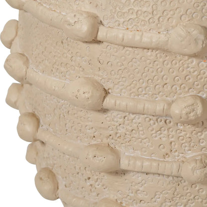 Neutral beige cream bobbled fibrestone decorative planter with textured stone-effect finish, indoor plant pot 29x32x32cm | Click Style