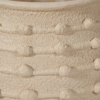 Neutral beige cream large bobbled fibrestone decorative planter with textured stone-effect finish, large indoor plant pot 39x42x42cm | Click Style