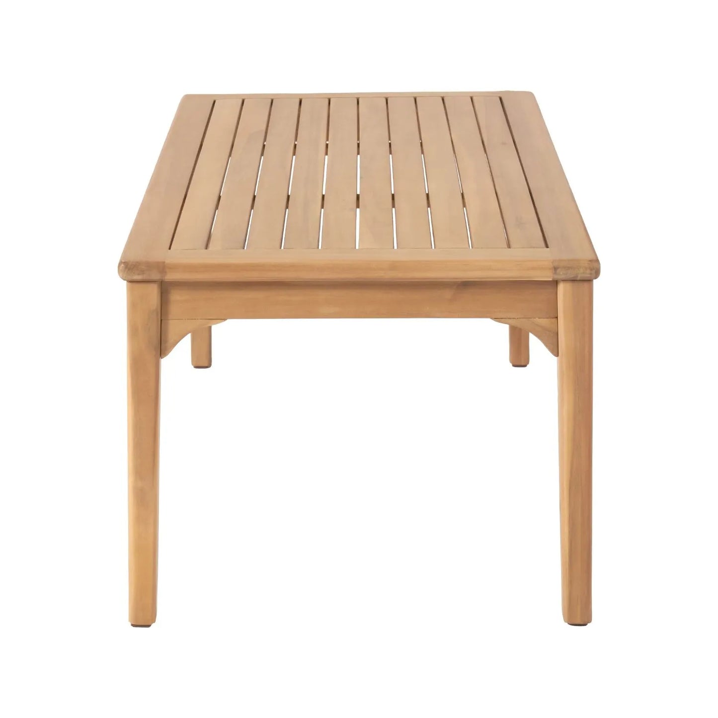 Neutral Beige Taupe Outdoor Garden Sofa Set with Cushions, 2 Armchairs & Rectangular Coffee Table – Light Teak Effect Acacia Wood 4-Seater Patio Lounge Set with Deep Seat & Back Cushions for Garden, Terrace, Conservatory, Decking & Outdoor Living Space | Click Style