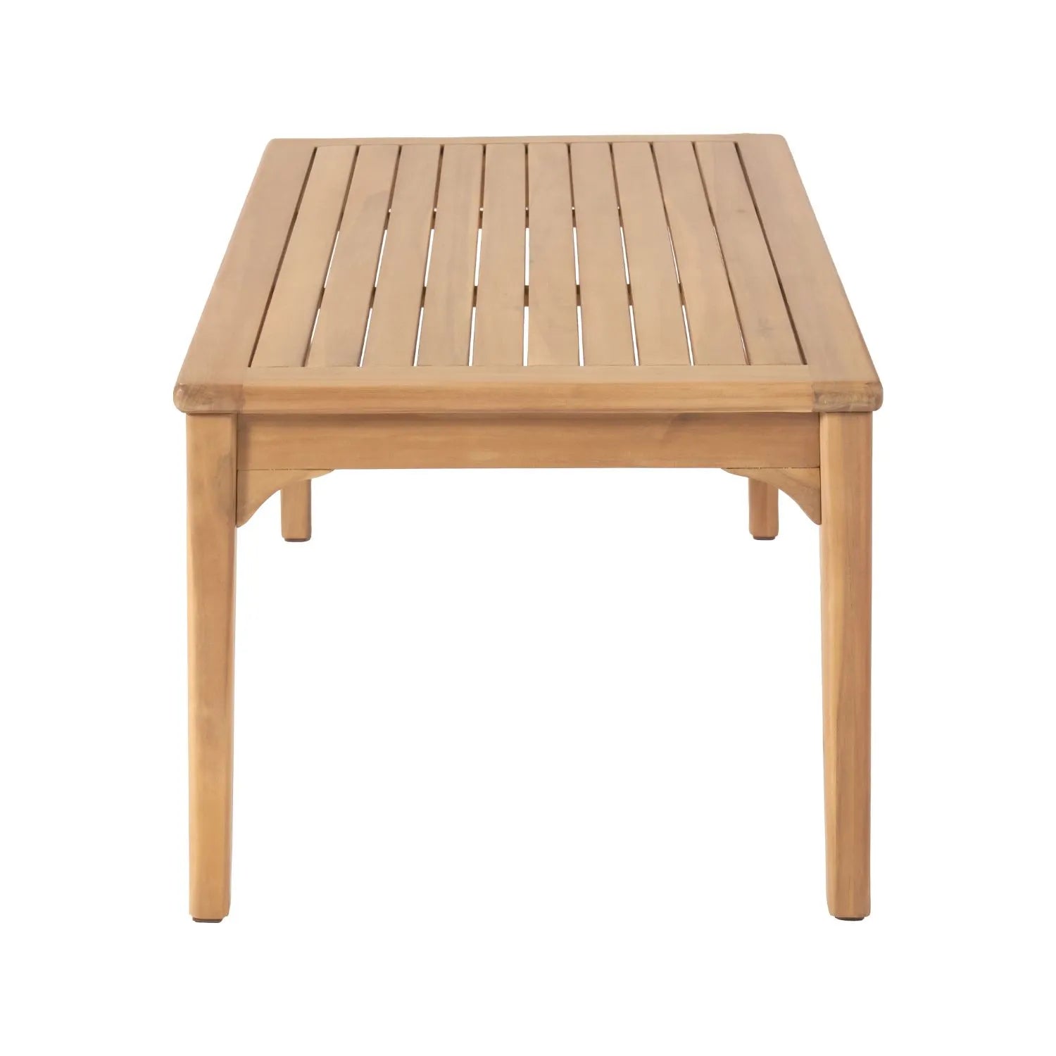 Neutral Beige Taupe Outdoor Garden Sofa Set with Cushions, 2 Armchairs & Rectangular Coffee Table – Light Teak Effect Acacia Wood 4-Seater Patio Lounge Set with Deep Seat & Back Cushions for Garden, Terrace, Conservatory, Decking & Outdoor Living Space | Click Style