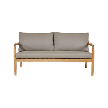 Neutral Beige Taupe Outdoor Garden Sofa Set with Cushions, 2 Armchairs & Rectangular Coffee Table – Light Teak Effect Acacia Wood 4-Seater Patio Lounge Set with Deep Seat & Back Cushions for Garden, Terrace, Conservatory, Decking & Outdoor Living Space | Click Style