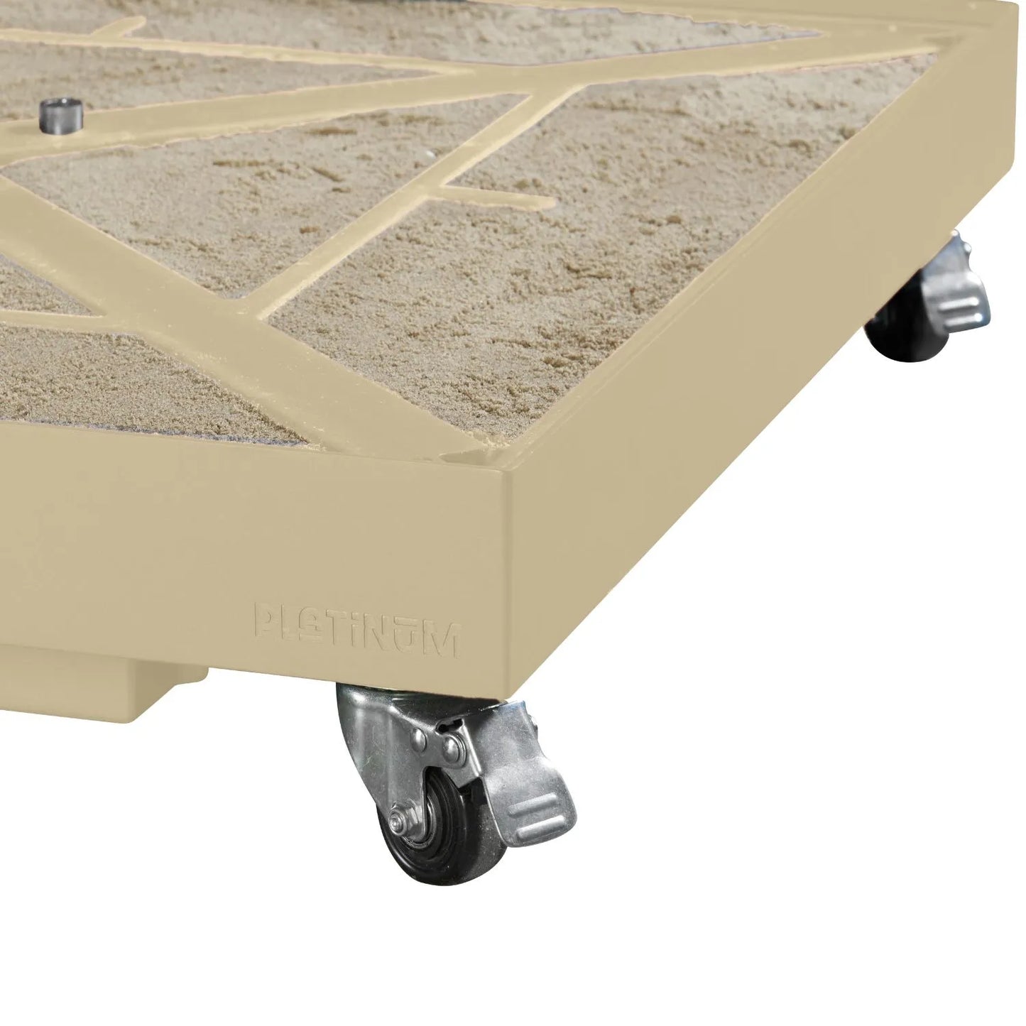 Platinum Neutral Beige Wheeled Parasol Base with Ceramic Finish – Fillable with Sand to 90kg for Garden Cantilever Parasols - Click Style