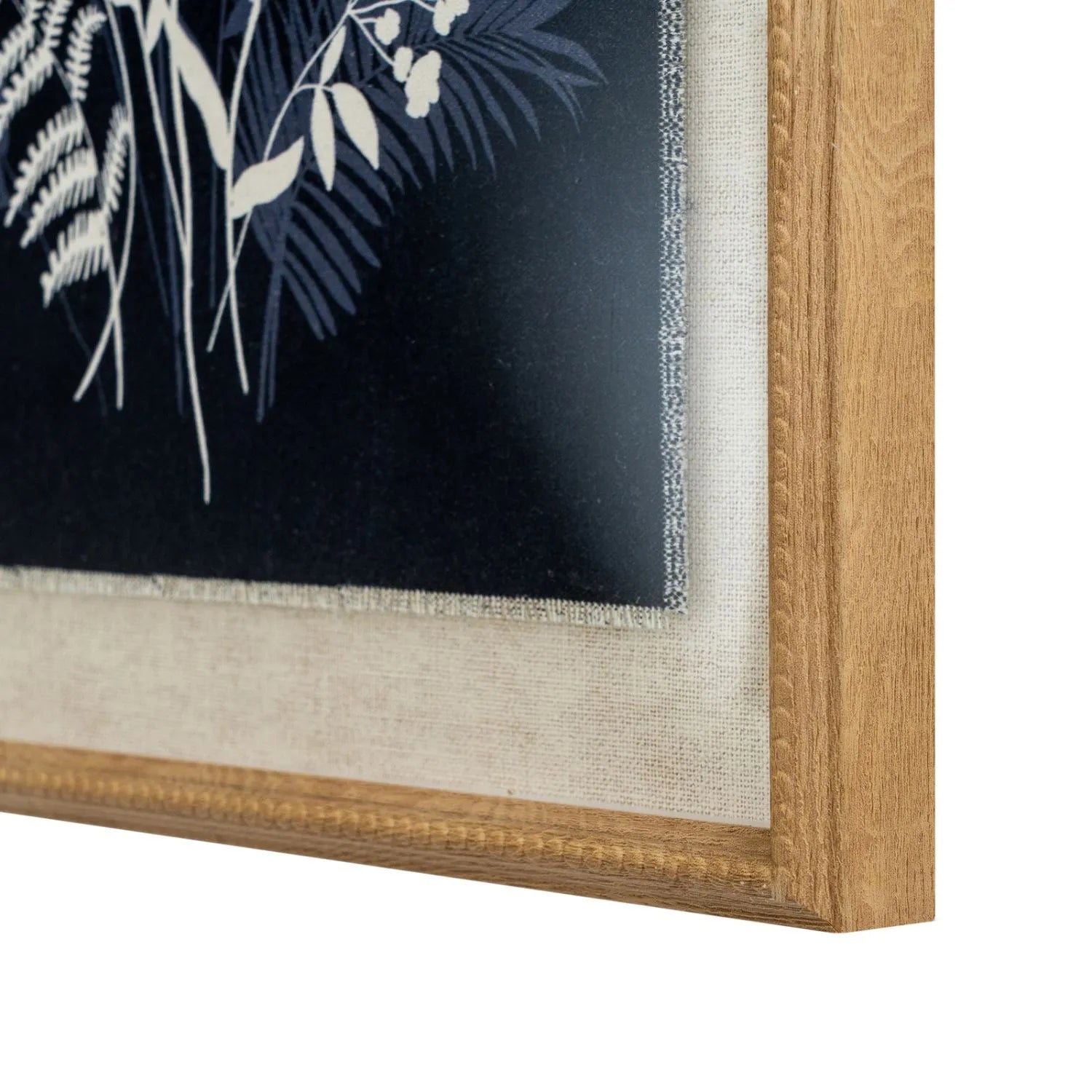 Neutral Botanical Black & White Foliage & Wildflower Silhouette Print with Beaded Wooden Frame – Framed Wall Art 40x50x2cm | Click Style