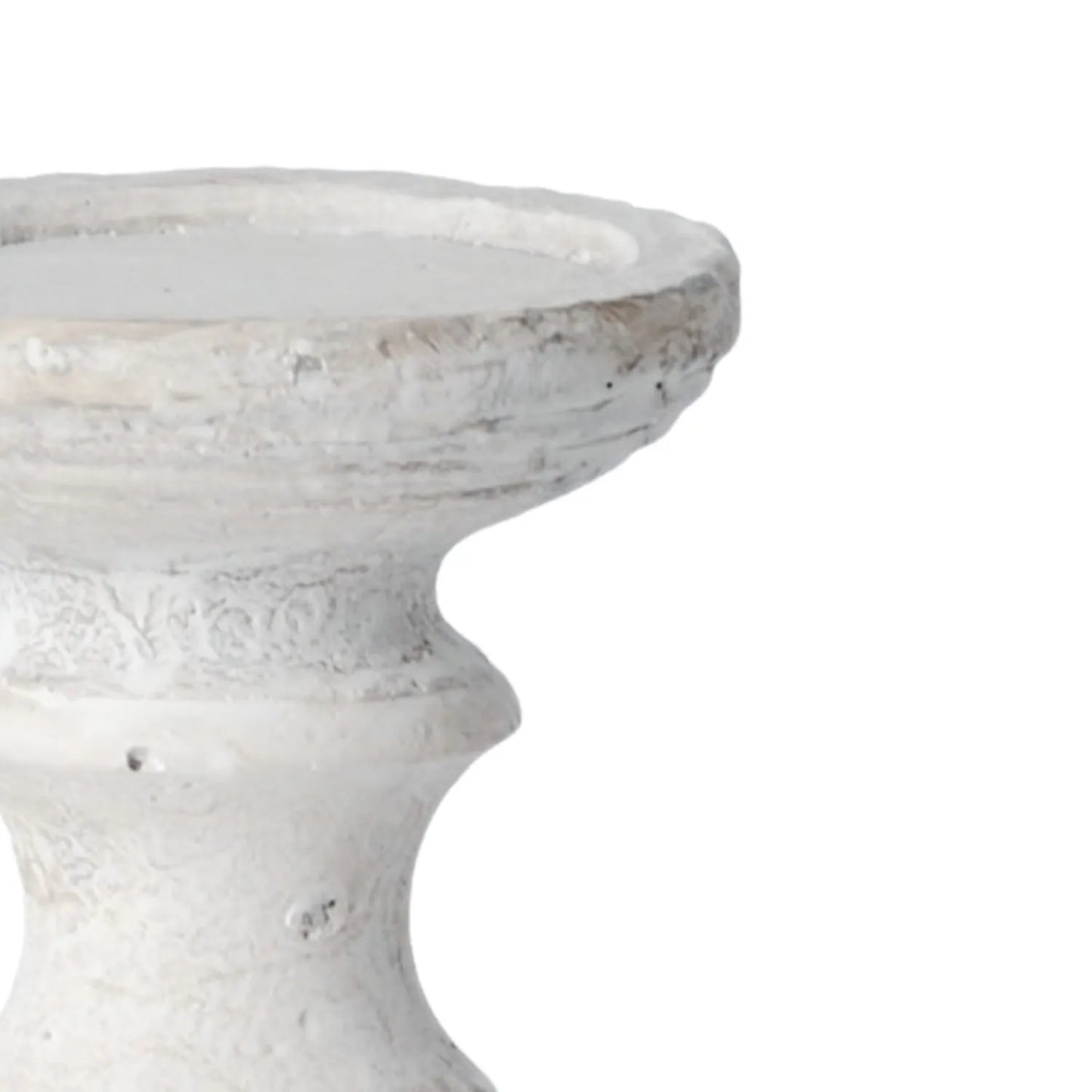 Neutral Cream Stone Candle Holder – Rustic Decorative Pillar Candle Stand 20x10cm - Click Style