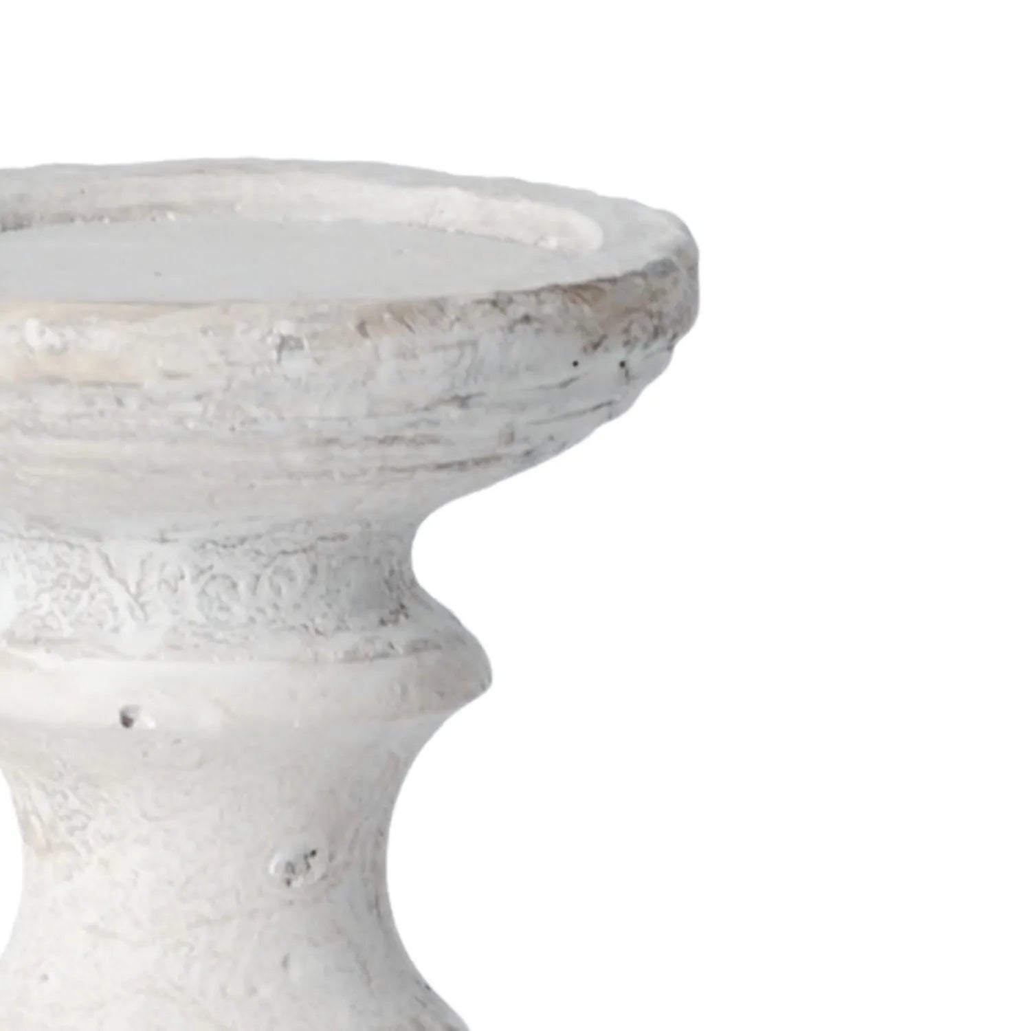 Neutral Cream Stone Candle Holder – Rustic Decorative Pillar Candle Stand 20x10cm - Click Style