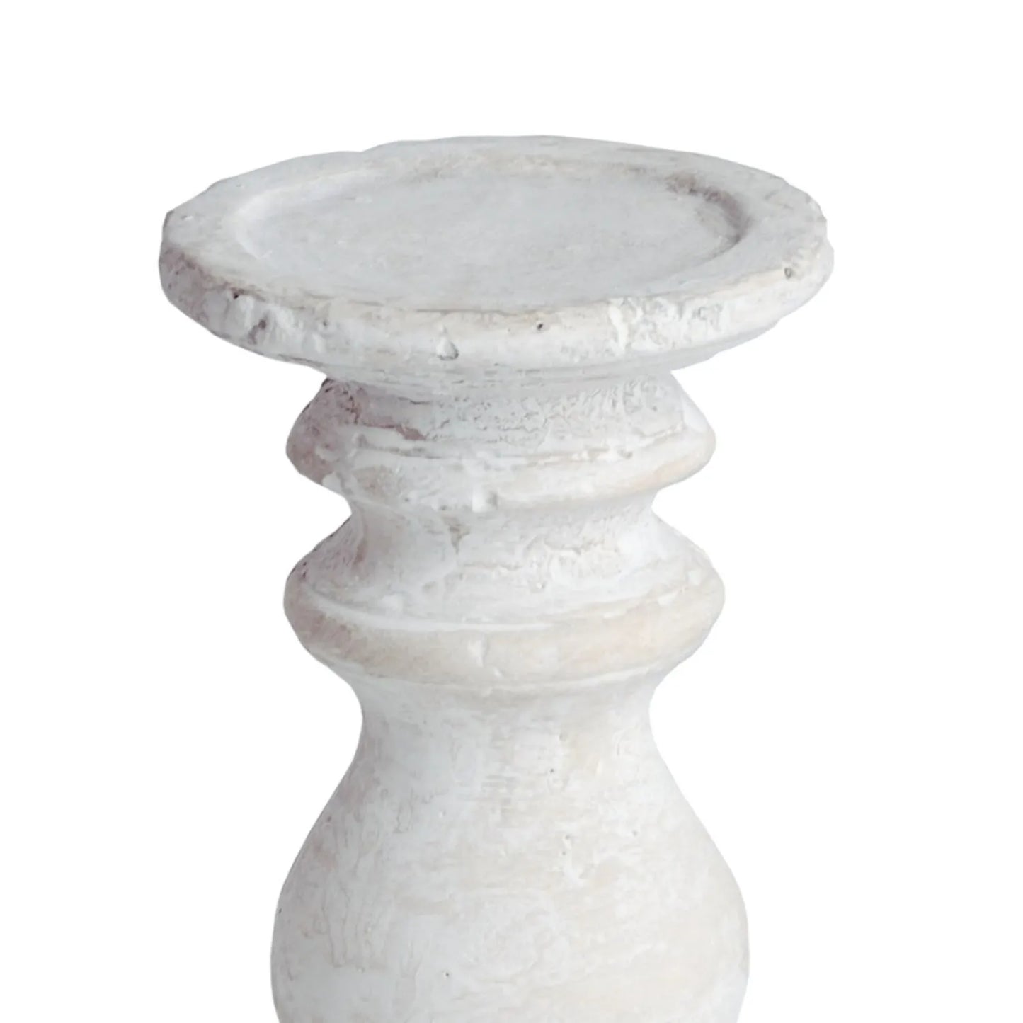 Neutral Cream Stone Candle Holder – Rustic Decorative Pillar Candle Stand 20x10cm - Click Style