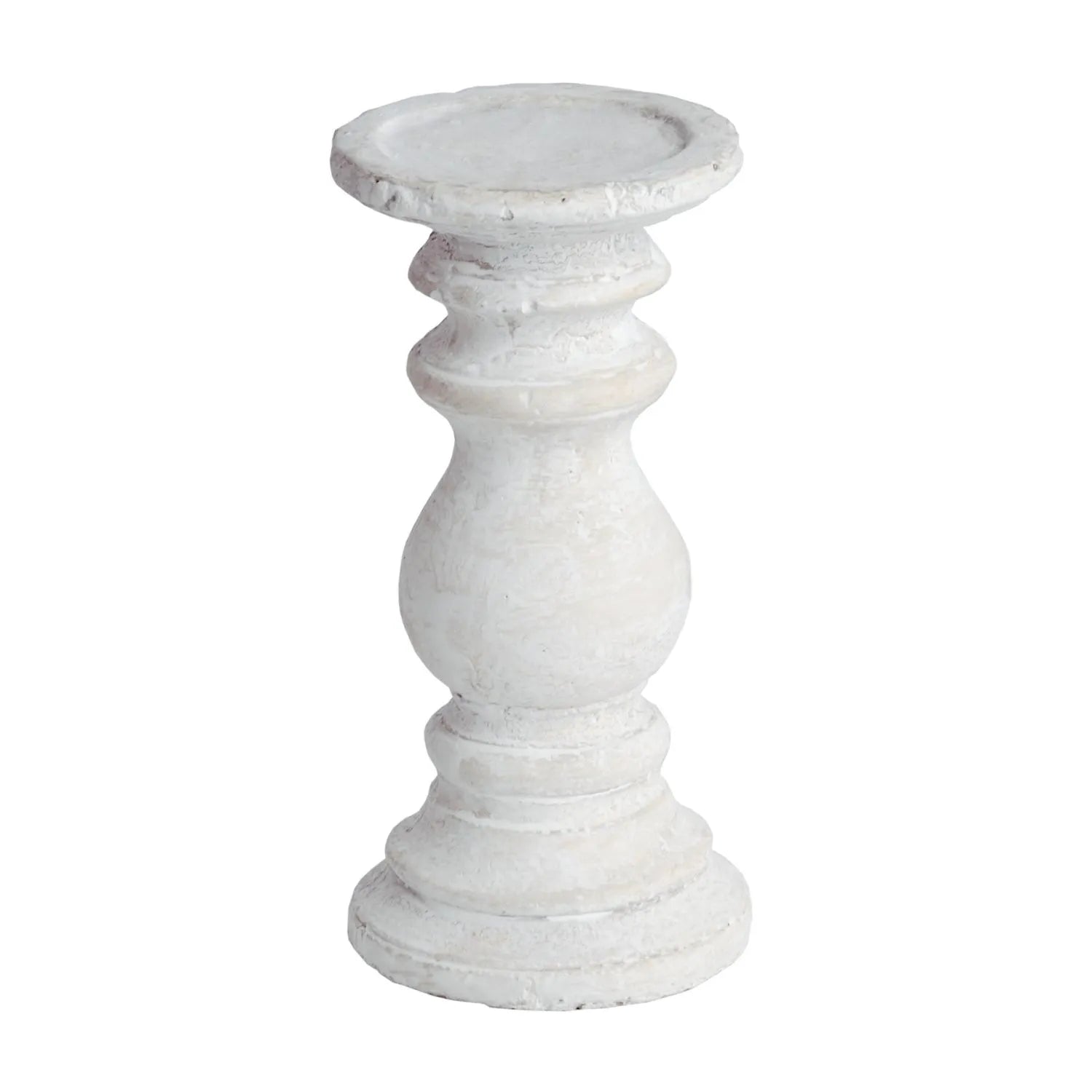 Neutral Cream Stone Candle Holder – Rustic Decorative Pillar Candle Stand 20x10cm - Click Style