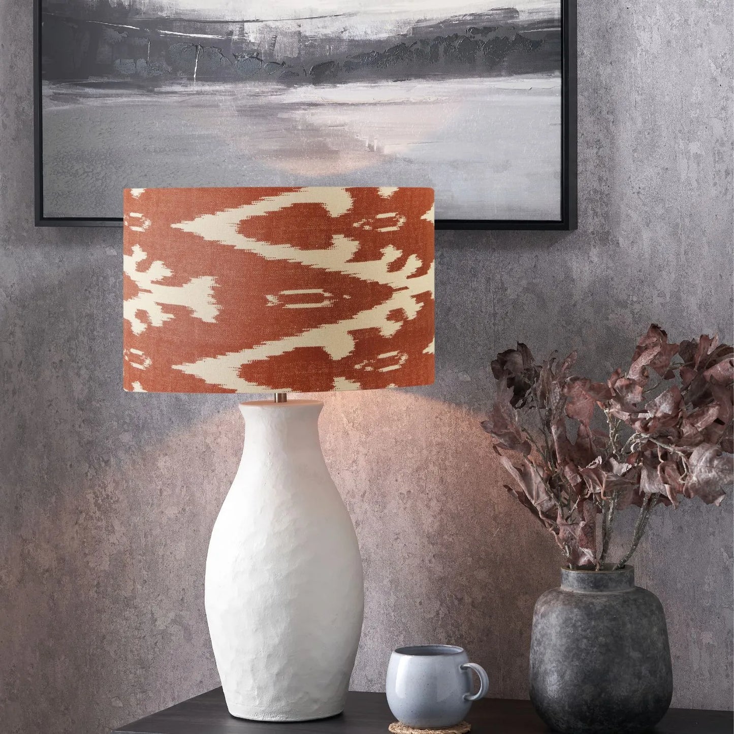 Neutral Matt White Textured Ceramic Table Lamp Base with Sculptural Bottle Shape – Handcrafted Modern Light Base 49x20x20cm | Click Style