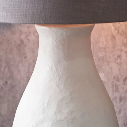 Neutral Matt White Textured Ceramic Table Lamp Base with Sculptural Bottle Shape – Handcrafted Modern Light Base 49x20x20cm | Click Style