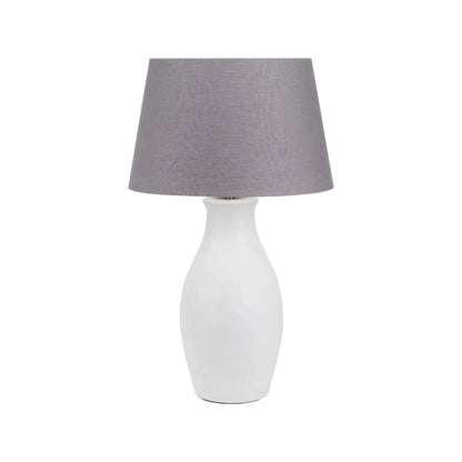 Neutral Matt White Textured Ceramic Table Lamp Base with Sculptural Bottle Shape – Handcrafted Modern Light Base 49x20x20cm | Click Style