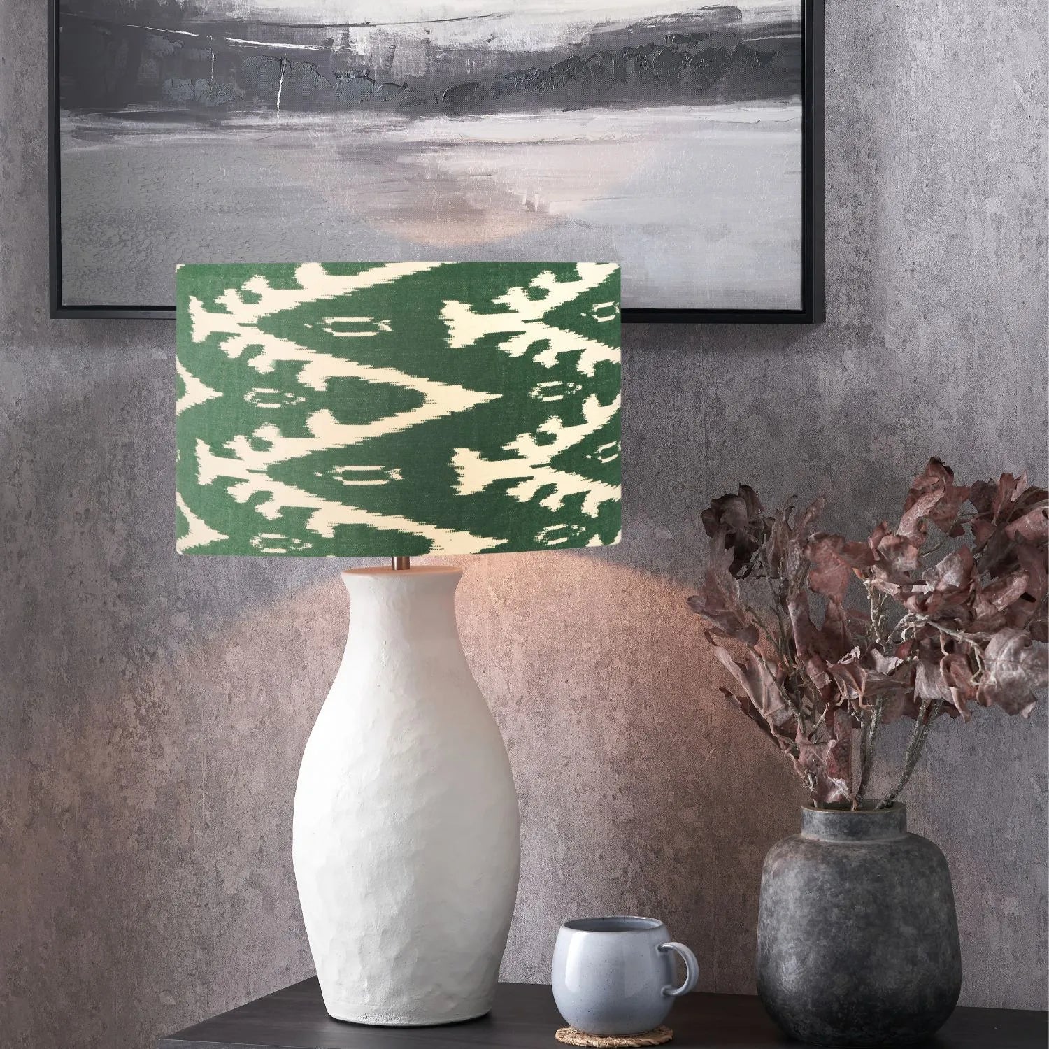 Neutral Matt White Textured Ceramic Table Lamp Base with Sculptural Bottle Shape – Handcrafted Modern Light Base 49x20x20cm | Click Style