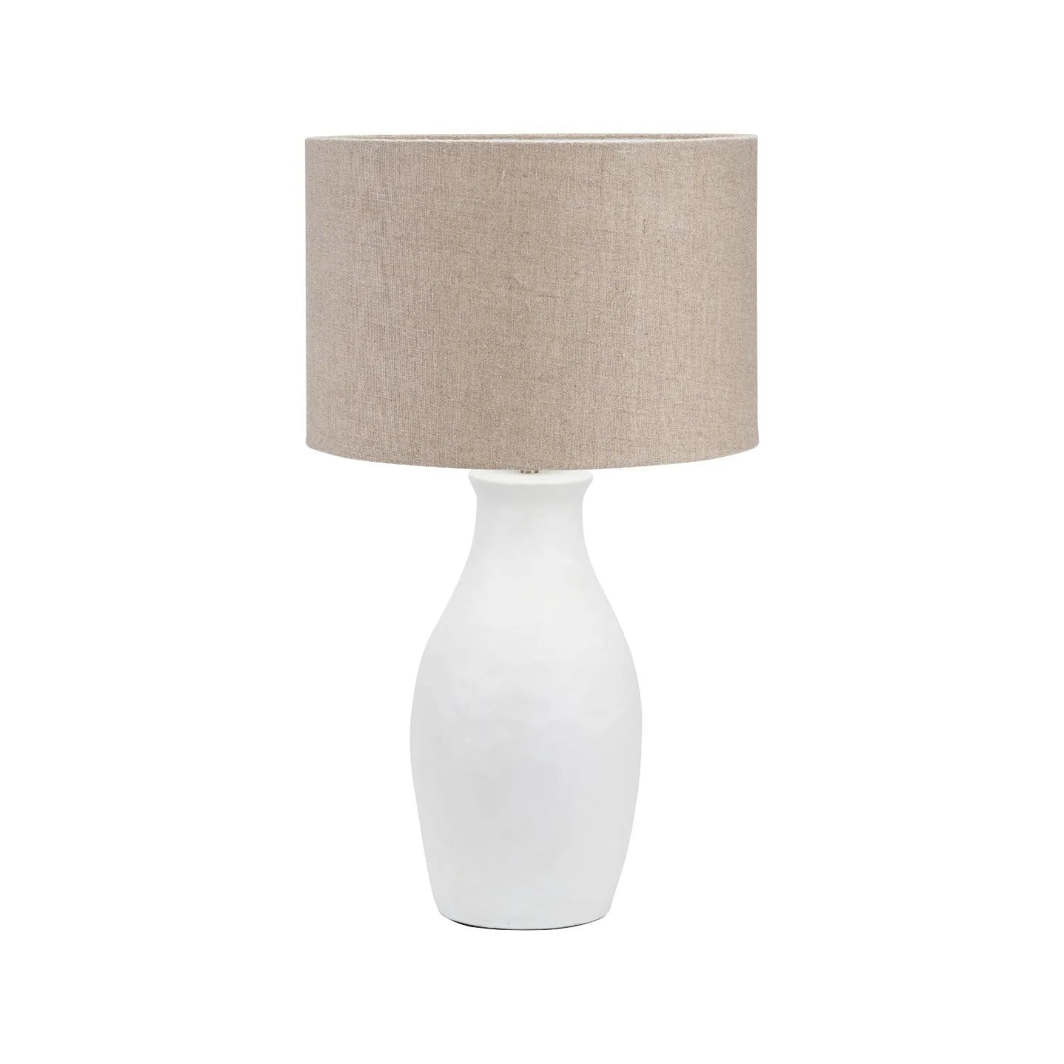 Neutral Matt White Textured Ceramic Table Lamp Base with Sculptural Bottle Shape – Handcrafted Modern Light Base 49x20x20cm | Click Style