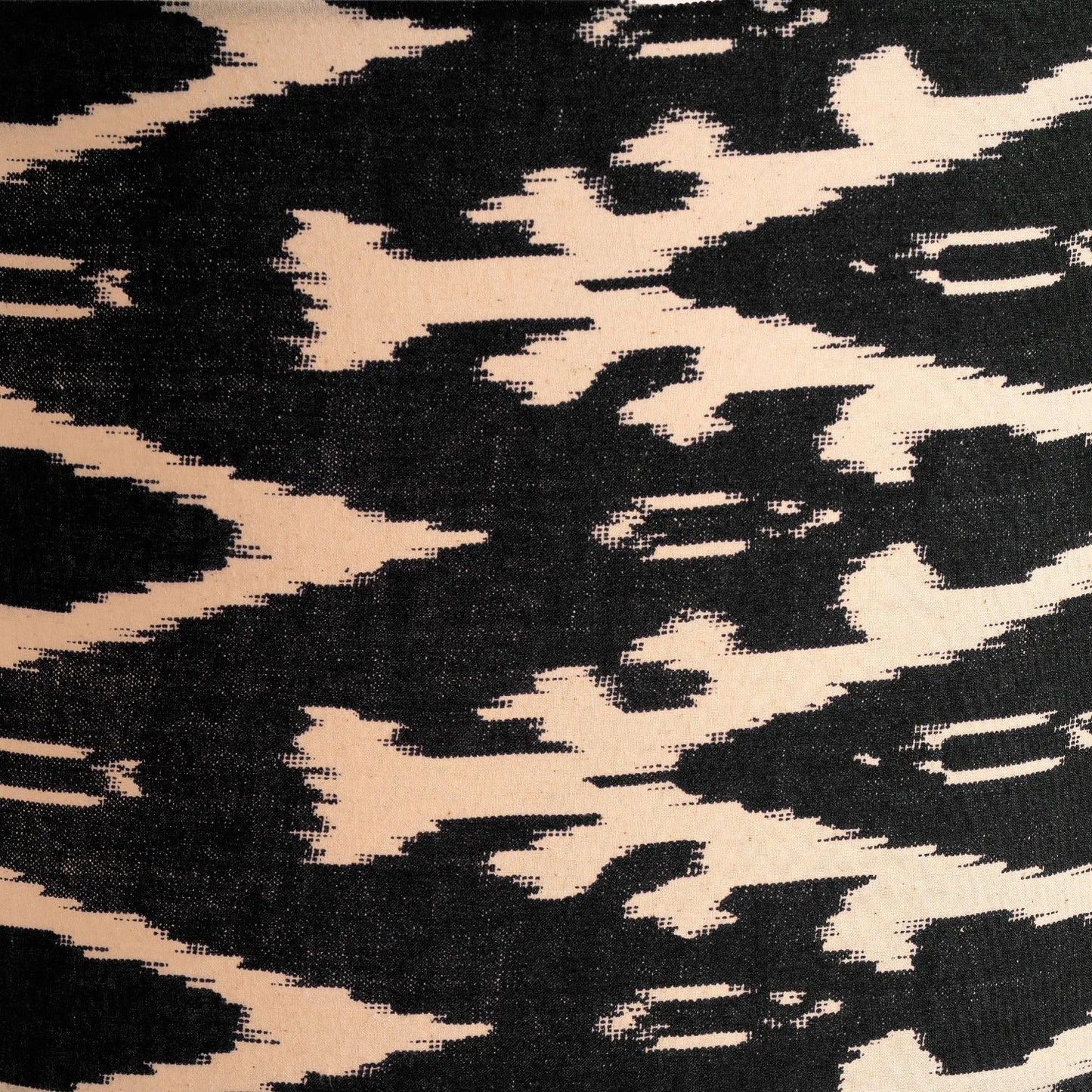 Neutral Matt White Textured Ceramic Table Lamp with 40cm Black & White Tribal Ikat Cotton Drum Shade – Handcrafted Modern Bottle-Shaped Light 72x40x40cm | Click Style